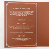 Elegante Classic Terracotta Monogram Wedding Dreifach Gefaltete Einladung (Innen Erste Seite)