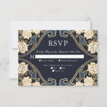 Elegante Classic Viktorianisch Wedding RSVP Card
