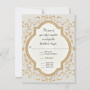 Elegante Classic Vintag Script Swirl Gold UAWG RSVP Karte