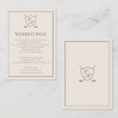 Elegante Classic Wappen Monogram Golf Wedding Begleitkarte (Vorne/Hinten)