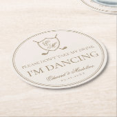 Elegante Classic Wappen Monogram Golf Wedding Runder Pappuntersetzer (Angewinkelt)