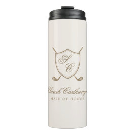 Elegante Classic Wappen Monogram Golf Wedding Thermosbecher