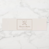 Elegante Classic Wappen Monogram Golf Wedding Wasserflaschenetikett (Einzelnes Label)
