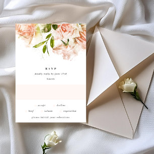 Elegante Classic Watercolor Florals Wedding RSVP Karte