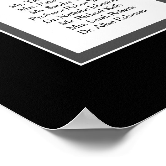 Elegante Classic Wedding 16 Table Seating Chart Poster (Ecke)