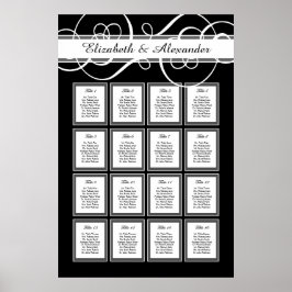 Elegante Classic Wedding 16 Table Seating Chart Poster