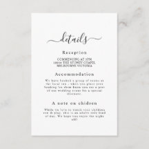 Elegante Classic Wedding Detail-Abschlusskarte