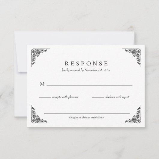 Elegante Classic Wedding RSVP Card Karte (Vorderseite)