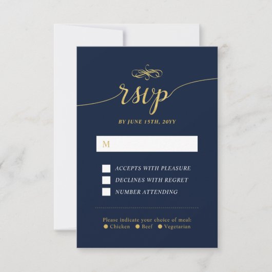 Elegante Classic Wedding RSVP Insert Card Karte (Vorderseite)