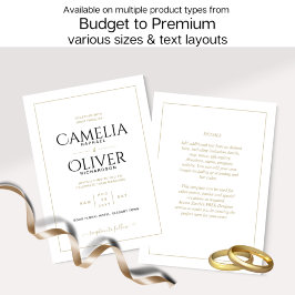 Elegante Classic White Gold MONOCHROME Wedding Inv Einladung