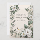 Elegante Classic White Magnolias Dankeschön Karte (Vorderseite)