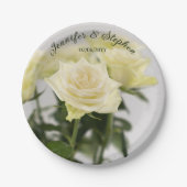 Elegante Classic White Rose Blume Hochzeit Pappteller (Vorderseite)