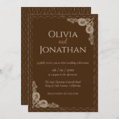 Elegante Classy Bronze verziert Hochzeit Einladung (Vorne/Hinten)