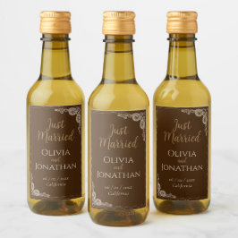 Elegante Classy Bronze verziert Hochzeit Weinetikett