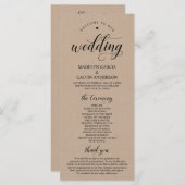 Elegante Classy Brown Rustic Kraft Hochzeitsfeier Programm (Vorne/Hinten)