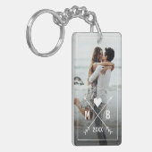 Elegante Classy Couple Initials Liebe Heart Arrows Schlüsselanhänger (Vorderseite links)