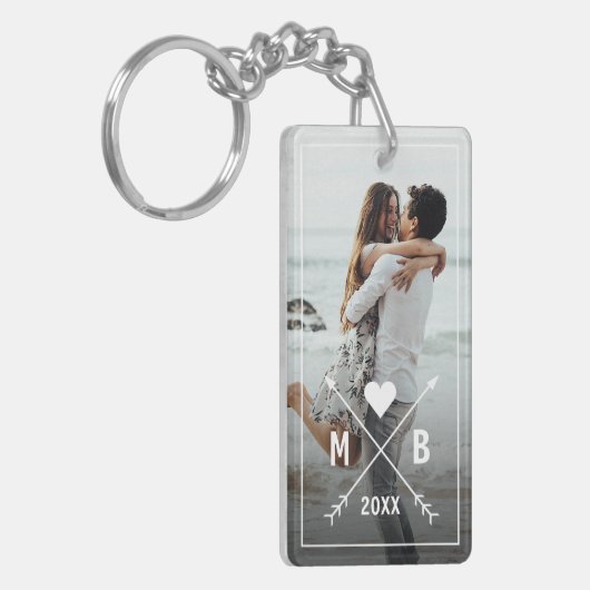 Elegante Classy Couple Initials Liebe Heart Arrows Schlüsselanhänger (Vorderseite links)