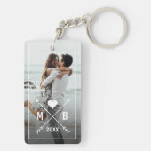 Elegante Classy Couple Initials Liebe Heart Arrows Schlüsselanhänger (Rückseite)