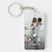 Elegante Classy Couple Initials Liebe Heart Arrows Schlüsselanhänger (Vorderseite)