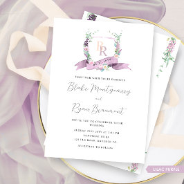 Elegante Classy Lilac Lila, rosa Monogramm Hochzei Einladung