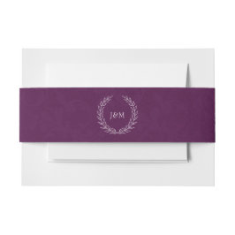 Elegante Classy Plum Lila Laurel Monogram Wedding Einladungsbanderole