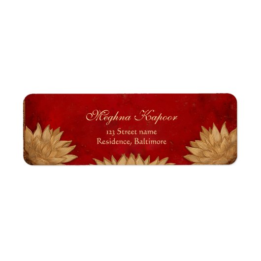 Elegante Classy Red Gold Lotus Indian Wedding (Vorne)