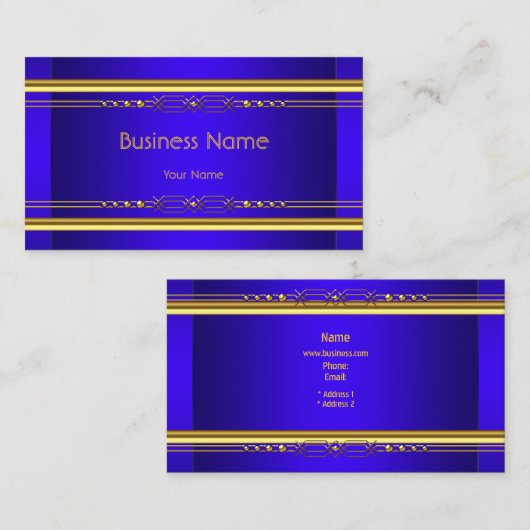 Elegante Classy Royal Blue Yellow Gold Company Visitenkarte (Vorne/Hinten)