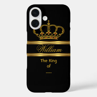 Elegante Classy Royal King Gold Black Crown 3 iPhone 16 Hülle