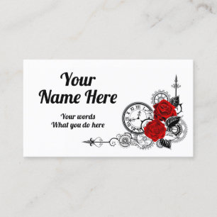 Elegante Classy Steampunk-Rote Rosen Visitenkarte