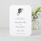 Elegante Classy Watercolor Reitsport Hochzeit Save The Date (Stehend Vorderseite)