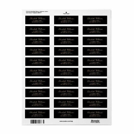 Elegante Clean Black Gold einfache Script-Adresse (Vorne)