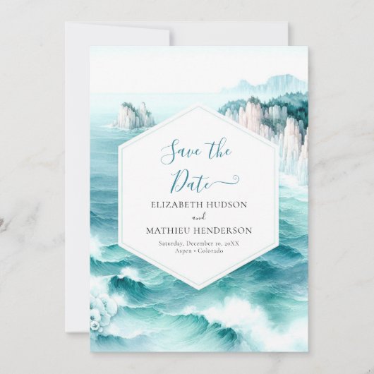 Elegante Cliff Nautical Wedding Save The Date (Vorderseite)