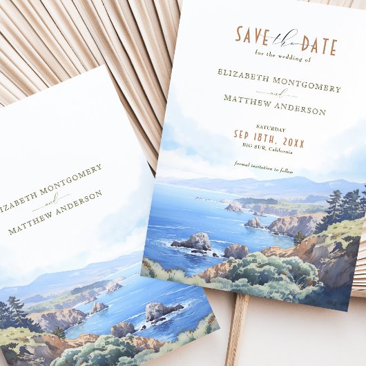 Elegante Cliffside Save the Date Card - Big Sur, C Einladung