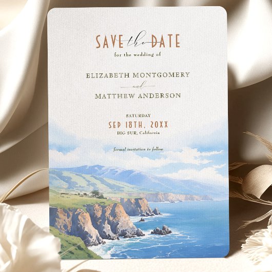 Elegante Cliffside Save the Date Card - Big Sur, C Einladung