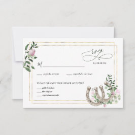 Elegante Clover Horseshoes Botanische Hochzeit RSVP Karte