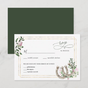 Elegante Clover Horseshoes Botanische Hochzeit RSVP Karte