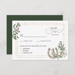 Elegante Clover Horseshoes Botanische Hochzeit RSVP Karte