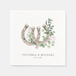 Elegante Clover Horseshoes Botanische Hochzeit Serviette