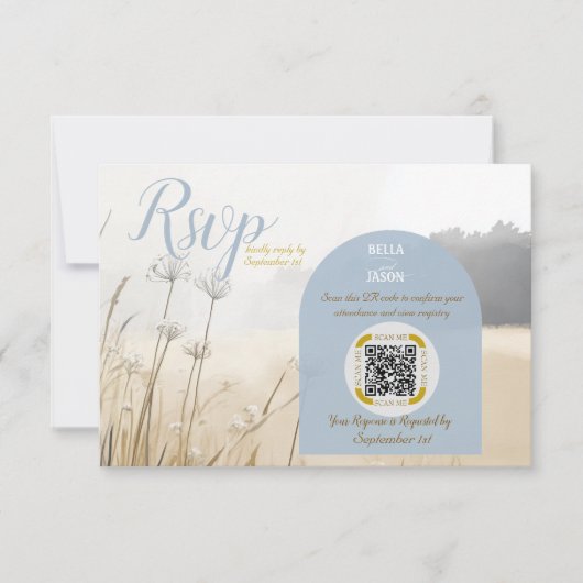 Elegante Coastal Meadow Chic Response Card RSVP Karte (Vorderseite)