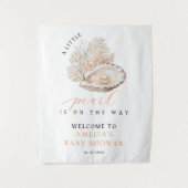Elegante Coastal Pearl Baby Dusche Willkommen Wandteppich (Vorderseite)