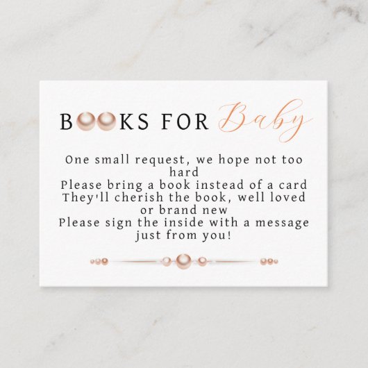 Elegante Coastal Pearl Baby Shower Books for Baby Begleitkarte (Vorderseite)