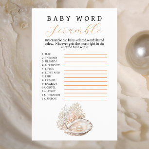 Elegante Coastal Pearl Baby Word Scramble Flyer