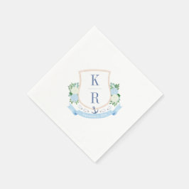 Elegante Coastal Watercolor Monogram Wedding Party Serviette