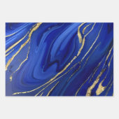 Elegante Cobalt Blue and Gold Alcohol Tinte Muster Geschenkpapier Set (Vorderseite 3)
