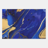 Elegante Cobalt Blue and Gold Alcohol Tinte Muster Geschenkpapier Set (Vorderseite 2)