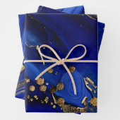 Elegante Cobalt Blue and Gold Alcohol Tinte Muster Geschenkpapier Set (Beispiel)