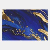 Elegante Cobalt Blue and Gold Alcohol Tinte Muster Geschenkpapier Set (Vorderseite)