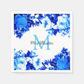 Elegante Cobalt Blue Flowers | Personalisiert Serviette (Vorderseite)