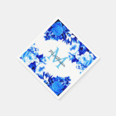 Elegante Cobalt Blue Flowers | Personalisiert Serviette (Ecke)