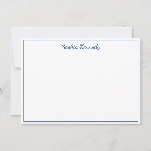 Elegante Cobalt Blue Script Border Personalisiert Mitteilungskarte (Vorderseite)